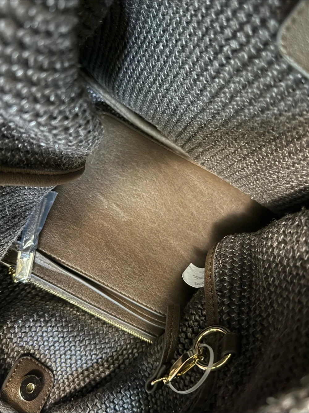 Dolce Vita raffia Woven Hobo Bag in Dark Brown with Gold Hardware